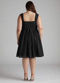 Azazie Angie Bridesmaid Dresses Black A-Line Corset Chiffon Dress image14