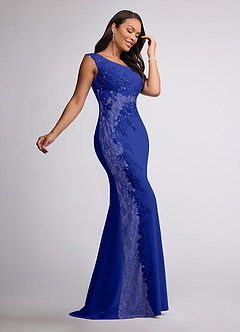 Azazie Juliane Mère de la mariée Robes Robe Sirène en Dentelle Paillettes Bleu Roi image2
