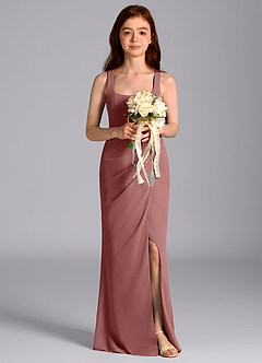 Azazie Mero Junior Desert Rose Mermaid Pleated Chiffon Dress image3