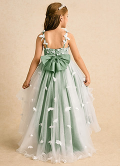 Azazie Darlina Robe Demoiselle D'honneur Fillette Robe Princesse en Tulle Dentelle Ivoire Matcha image7
