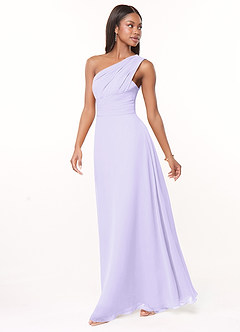 Azazie Ashley Bridesmaid Dresses Lilac A-Line Ruched Chiffon Dress image4