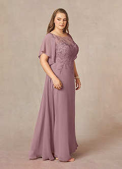 Azazie Faviola Abiti per la Madre della Sposa Abito A-Line in Chiffon con Scollo a Barca e Paillettes Rosa Polverosa image10