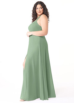 Azazie Jane Bridesmaid Dresses Matcha A-Line V-Neck Pleated Chiffon Dress image8