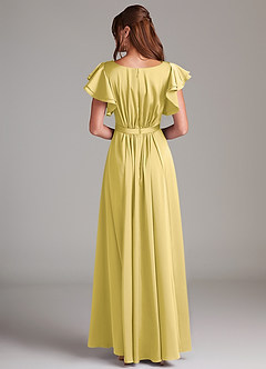 Azazie Daphne Modest Bridesmaid Dresses A-Line Ruched Stretch Satin Floor-Length Dress image6