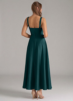 Azazie Shaude Bridesmaid Dresses Pine A-Line Pleated Stretch Satin Dress image6