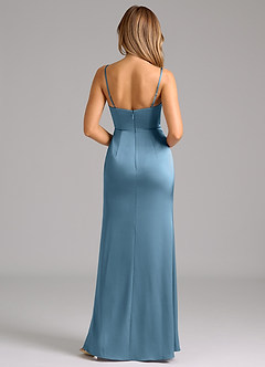 Azazie Aimee Brautjungfernkleider A-Linie Herzausschnitt Stretch-Satin Kleid Stahlblau image2