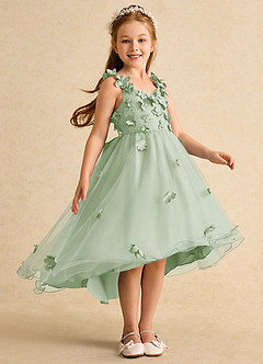 Azazie Tweety Flower Girl Dresses Dusty Sage A-Line Lace Tulle Dress image4