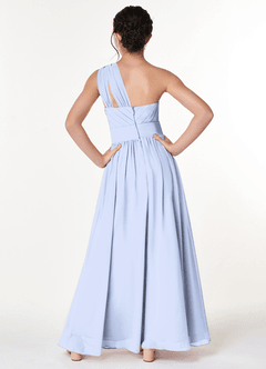 Azazie Molly Junior Ice A-Line Pleated Chiffon Dress image2