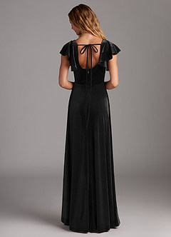 Azazie Bondi Brautjungfernkleider A-Linie Seitliche Cut-Outs Samt Kleid Schwarz image6
