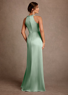 Azazie Lawrence Klänningar till brudens mor Klä A-Line i Stretch Satin Plisserad Agave image3