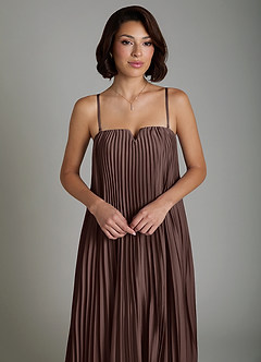 Azazie Rayna Bridesmaid Dresses Ganache A-Line Strapless Stretch Satin Dress image3