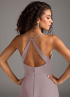Azazie Davis Bridesmaid Dresses Vintage Mauve A-Line Pleated Stretch Crepe Dress image3