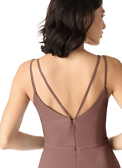 Azazie Janine Abiti da Damigella Abito A-Line in Chiffon con Scollo a V Espresso image5