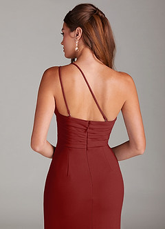 Azazie Eren Jurken voor bruidsmeisjes Jurk van Stretch crêpe met Kolom One-Shoulder Terracotta image7