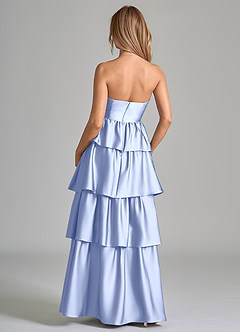 Azazie Faye Bridesmaid Dresses Ice A-Line Ruched Stretch Satin Dress image7