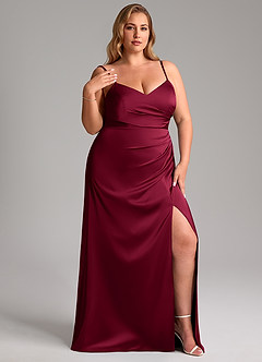 Azazie Azuree Brautjungfernkleider A-Linie Plissee Stretch-Satin Kleid Burgunderrot image13