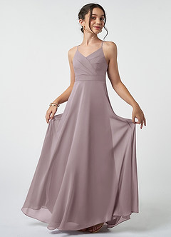 Azazie Avelina Junior Dusk A-Line Pleated Chiffon Dress image2