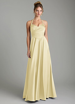 Azazie Tenaya Bridesmaid Dresses Lemon Sorbet A-Line Sweetheart Neckline Stretch Satin Dress image4