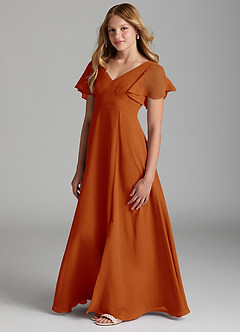 Azazie Kimber Junior Paprika A-Line Pleated Chiffon Dress image5