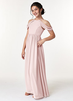 Azazie Seneca Junior Vestido de Rosa Rubor de Gasa de Corte en A con Vestidos sin tirantes image4