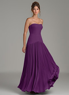 Azazie Yuliana Bridesmaid Dresses Grape A-Line Strapless Chiffon Dress image3