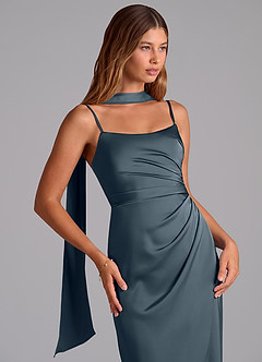 Azazie Calandra Bridesmaid Dresses Twilight A-Line Pleated Stretch Satin Dress image7