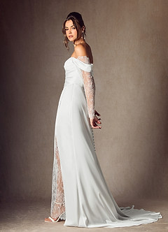Azazie Alexa Wedding Dresses Diamond White A-Line Sweetheart Neckline Lace Dress image4