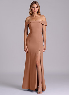 Azazie Luciana Bridesmaid Dresses Bronzer Sheath Off the Shoulder Chiffon Convertible Dress image1