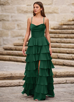 Rhythm Emerald Green Ruffled A-line Prom Dress image5