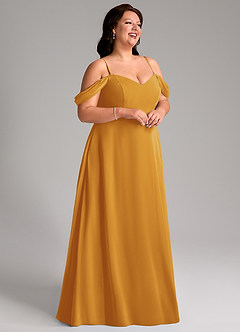 Azazie Marley Bridesmaid Dresses Butterscotch A-Line Off the Shoulder Chiffon Convertible Dress image15