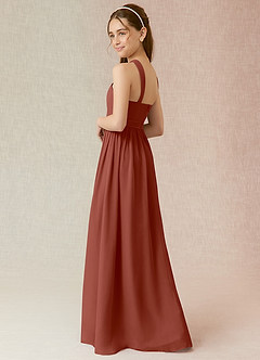Azazie Jiya Junior Auburn A-Line Pleated Chiffon Dress image3