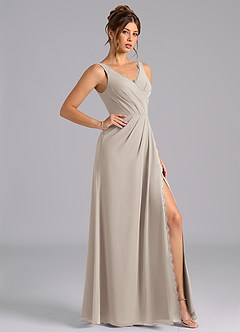 Azazie Bernice Bridesmaid Dresses Frost A-Line Pleated Chiffon Dress image3