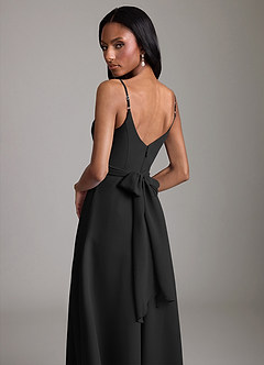 Azazie Kali Brudtärnklänningar Klä av A-Linje i Chiffong Plisserad Svart image2