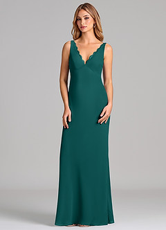 Azazie Tianna Final Sale Peacock Sheath Chiffon Dress image4