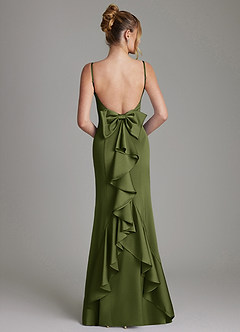 Azazie Zherra Bridesmaid Dresses Olive Mermaid Bow Stretch Satin Dress image5