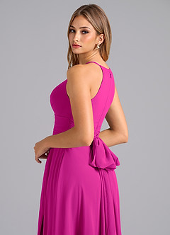 Azazie Denver Jurken voor bruidsmeisjes Jurk van Chiffon met A-Lijn Geplooid Fuchsia image2