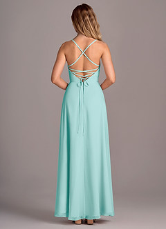 Azazie Mei Robes de demoiselle d'honneur Robe Trapèze en Mousseline de soie Aqua image6