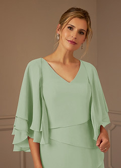 Azazie OHara vestidos de madre de la novia Vestido de Salvia Polvorienta de Gasa de Corte En A con Cuello en V image6
