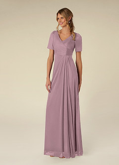 Azazie Bessie Kleider für die Brautmutter A-Linie Plissee Gittergewebe Kleid Altrosa image4