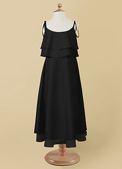 Azazie Temi Flower Girl Dresses Black A-Line Spaghetti Strap Chiffon Dress image10