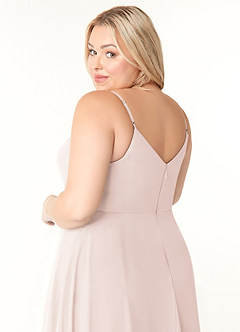 Azazie Clarissa Bridesmaid Dresses Rose Petal A-Line V-Neck Chiffon Dress image12