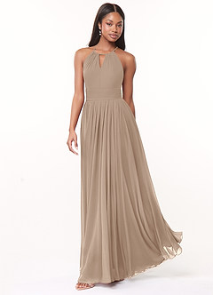 Azazie Cherish Brudtärnklänningar Klä av A-Linje i Chiffong Plisserad Taupe image3