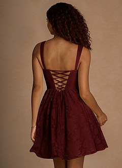 Ivy Wine Floral Burnout Cowl Mini Dress image6