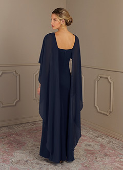 Azazie Dion Mother of the Bride Dresses Dark Navy Sheath Scoop Stretch Crepe Dress image8