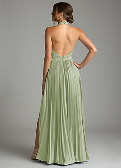 Azazie Zienna 신부 들러리 드레스 A라인 주름진 스트레치 새틴 바닥 길이 드레스 image2