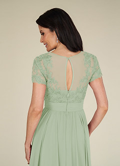 Azazie Annette Mother of the Bride Dresses Dusty Sage A-Line Lace Chiffon Dress image6
