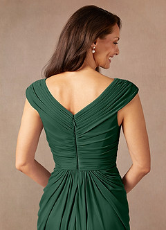 Azazie Lisolette Mère de la mariée Robes Robe Fourreau en Maille Plissée Vert Foncé image8
