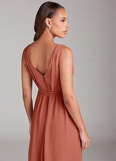 Azazie Tanicia Bridesmaid Dresses Clay A-Line Pleated Chiffon Dress image6