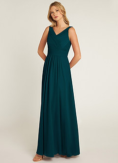 Azazie Pierrette Bridesmaid Dresses Pine A-Line Pleated Chiffon Dress image3