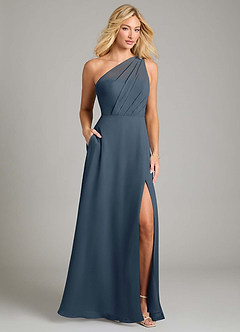 Azazie Phaedra Bridesmaid Dresses Neptune A-Line One Shoulder Chiffon Dress image1
